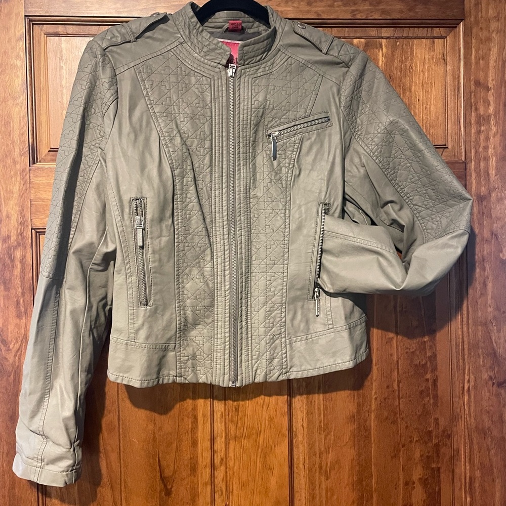 Faux leather bomber jacket - sage Green- women’s Large